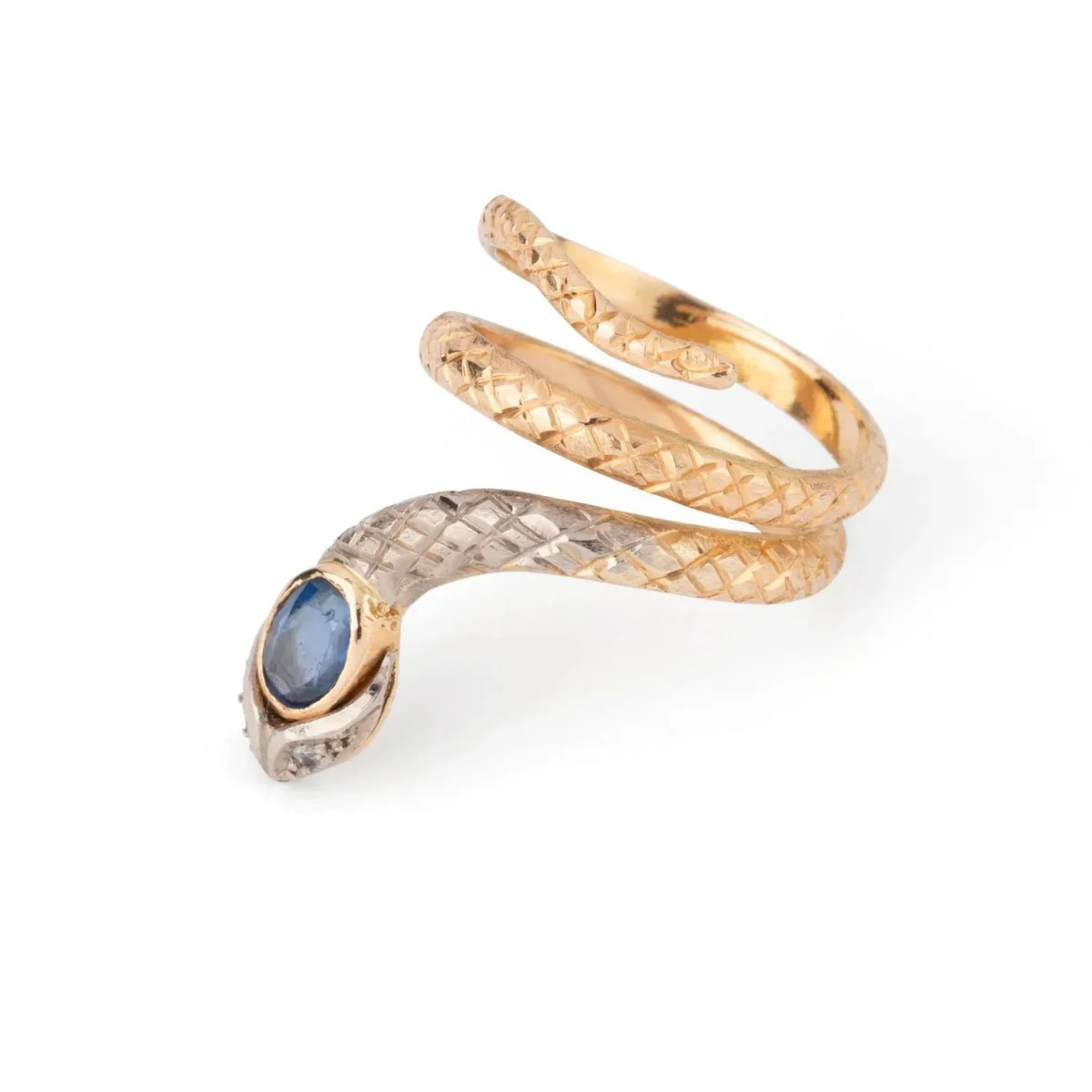 Two-tone sapphire snake ring - Image 3