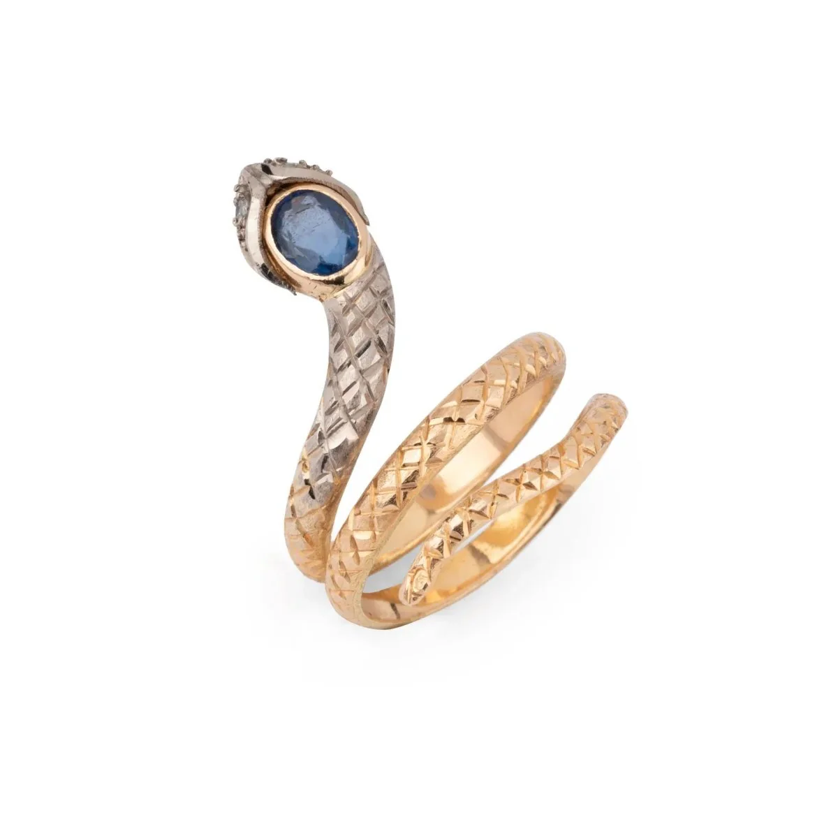 Two-tone sapphire snake ring - Image 5