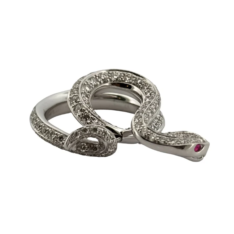 Serpent ring in white gold, rubies and diamonds - Image 3