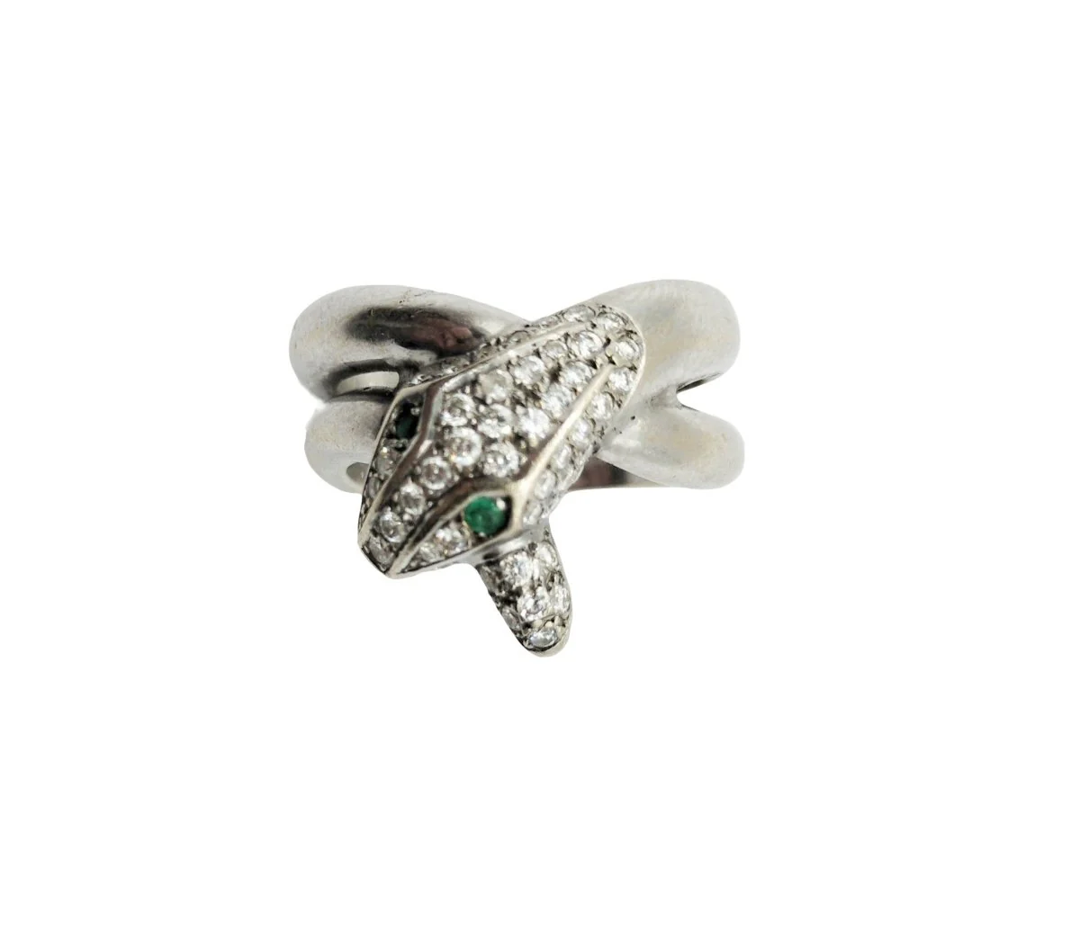 Serpent ring in white gold and diamonds