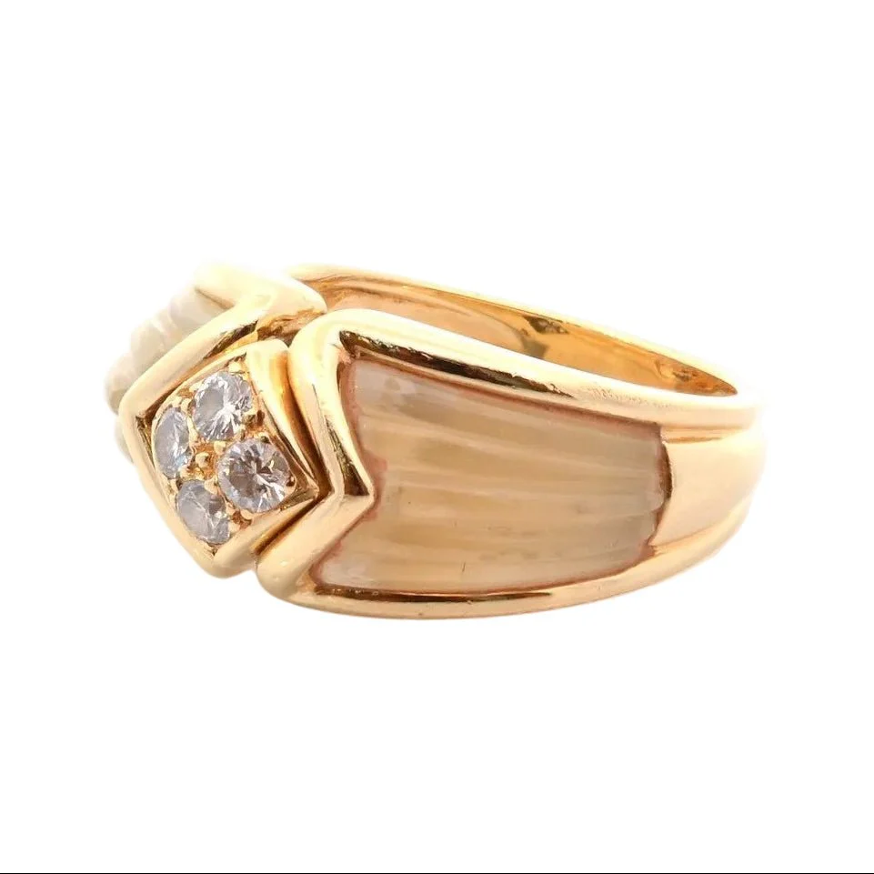 Ring BOUCHERON wedding band in yellow gold, rock crystal and diamonds - Image 2