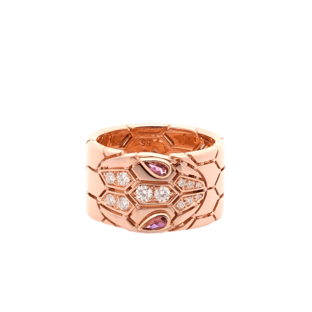 Ring BULGARI "Serpenti" in rose gold, tourmalines and diamonds