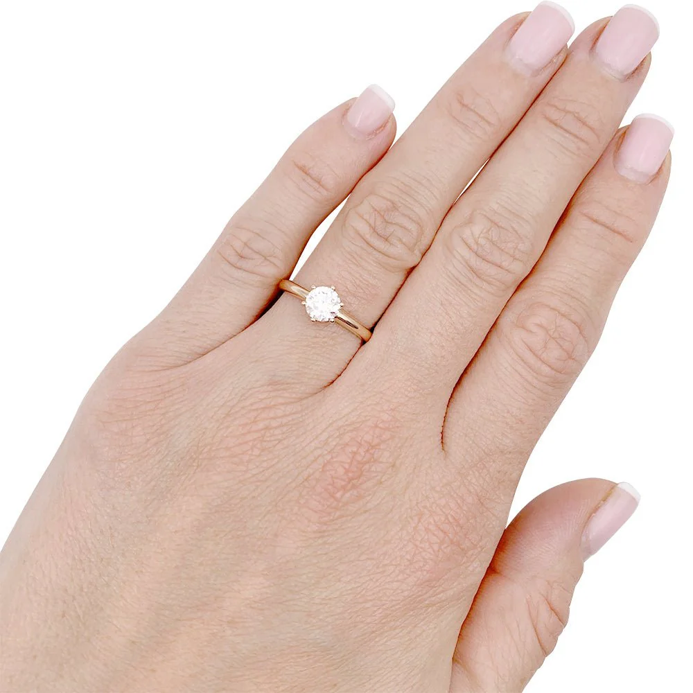 Diamond solitaire ring in rose gold. - Image 6