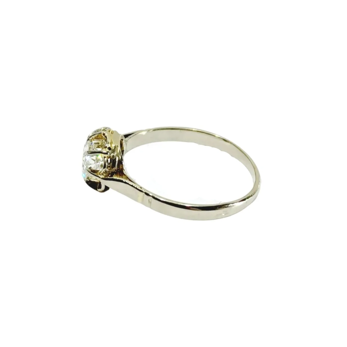 White Gold Solitaire Ring with Diamonds - Image 4