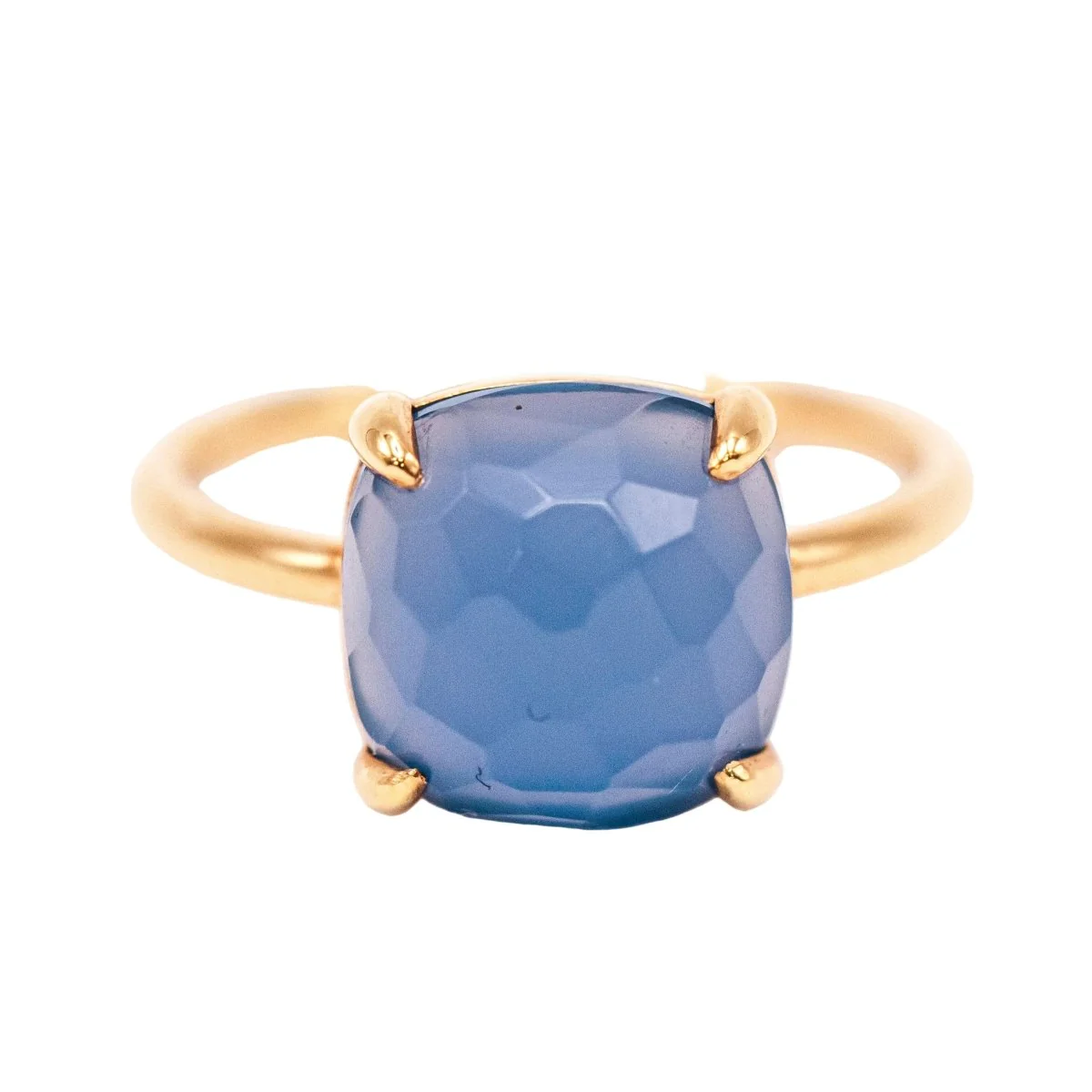 Yellow gold and chalcedony Solitaire ring