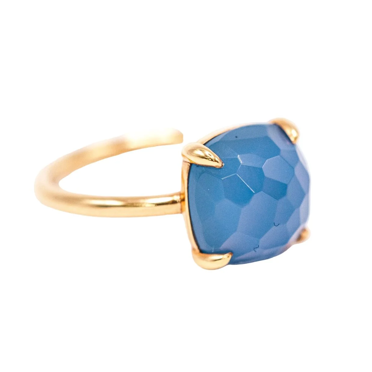 Yellow gold and chalcedony Solitaire ring - Image 4