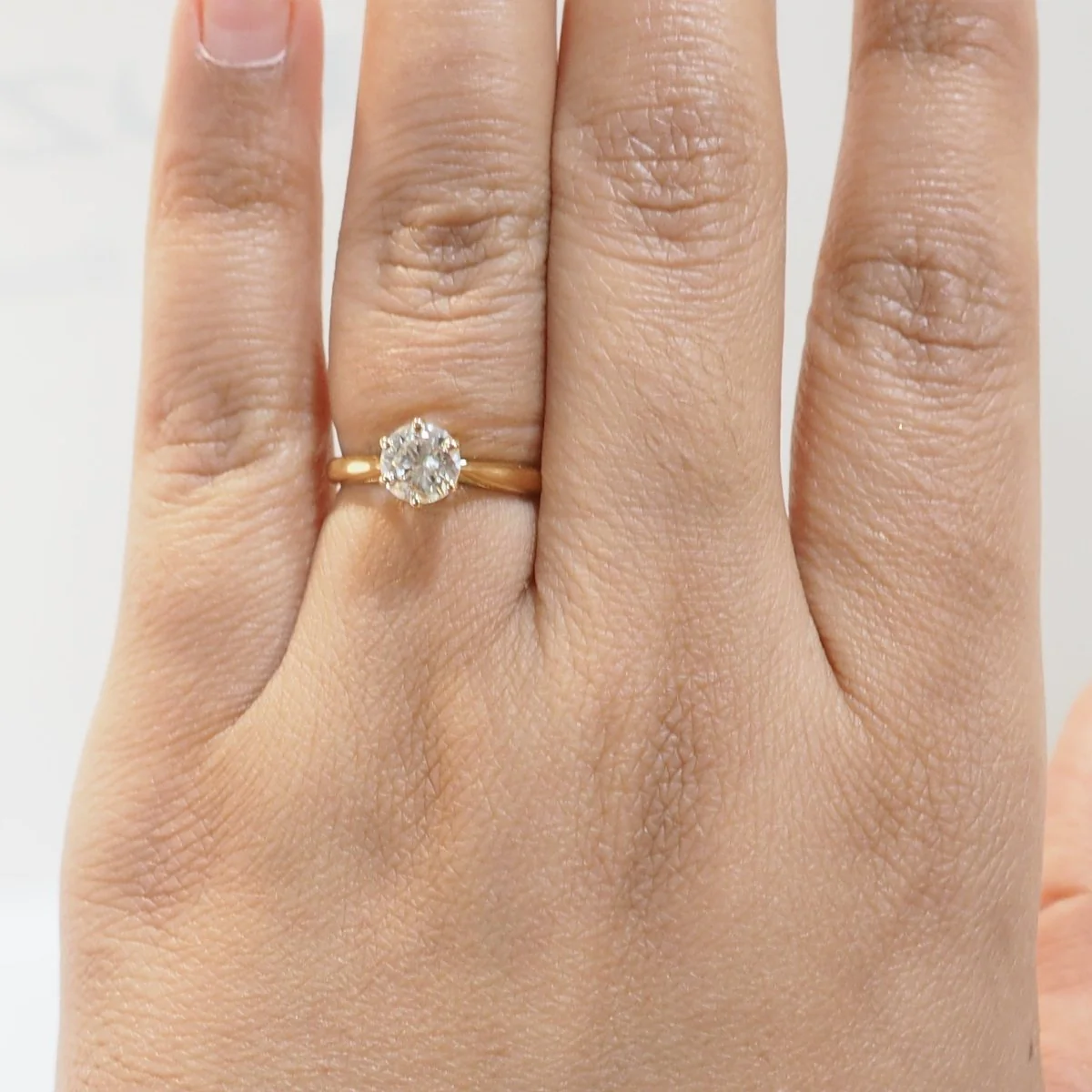 Ring Solitaire in yellow gold and diamond - Image 2