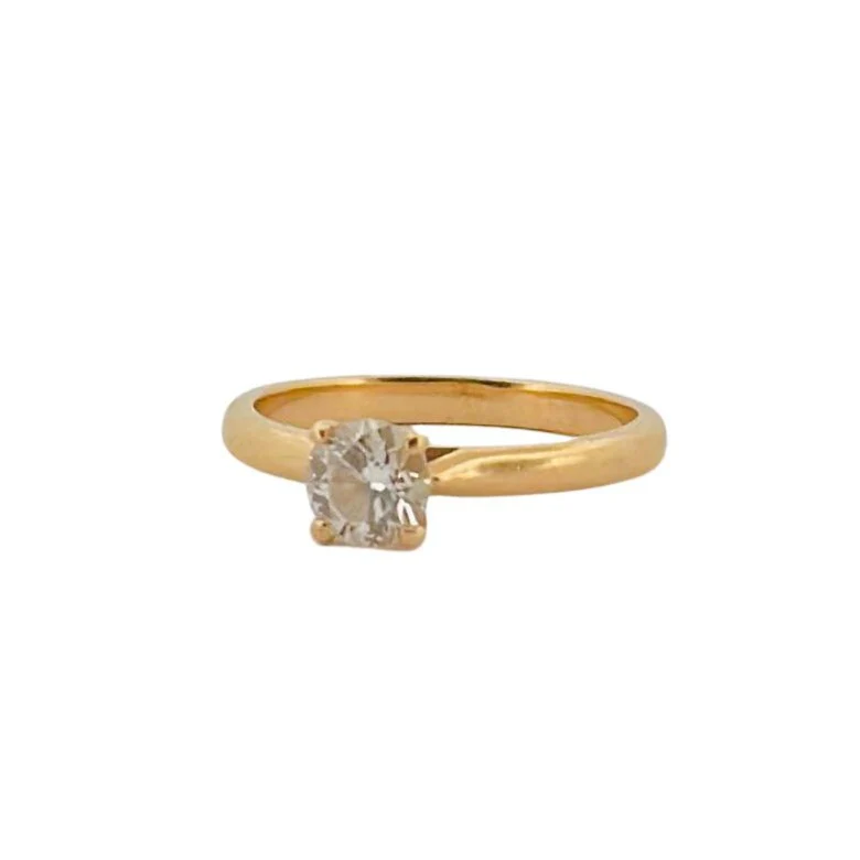 Solitaire ring in yellow gold and diamond - Image 3