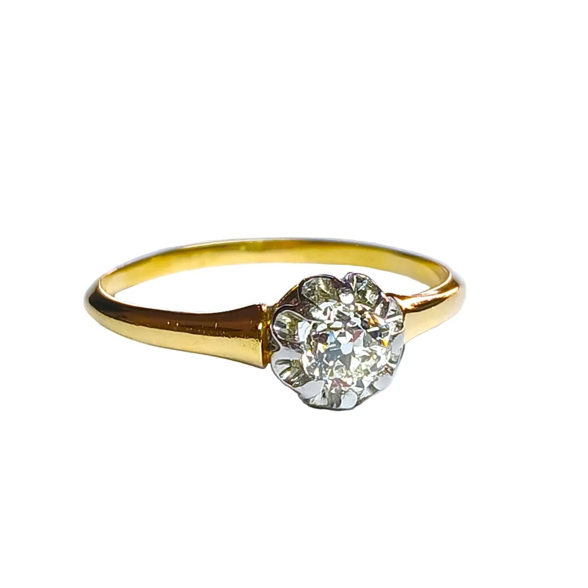 Ring Solitaire in yellow gold and diamond
