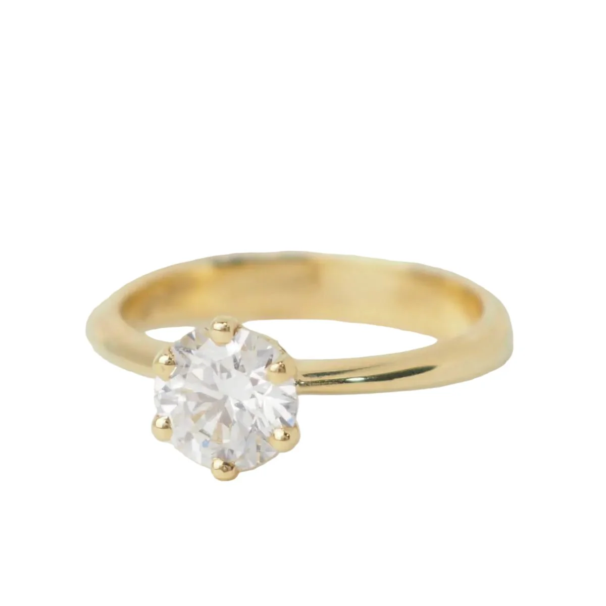 Solitaire ring in yellow gold and diamond - Image 2