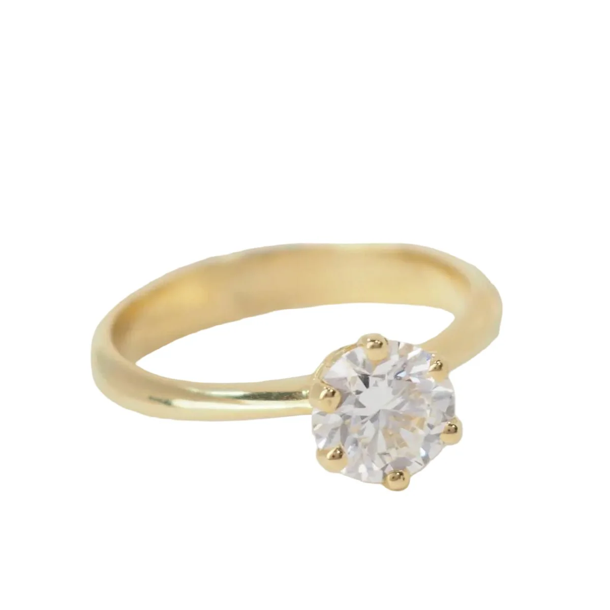 Solitaire ring in yellow gold and diamond - Image 4