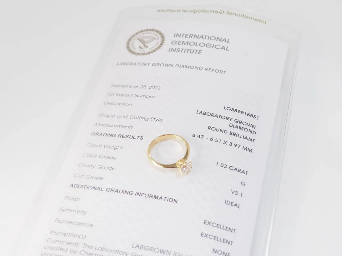 Solitaire ring in yellow gold and diamond - Image 5