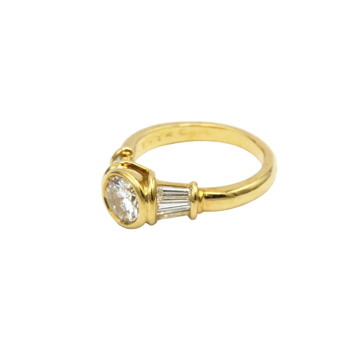 Solitaire ring in yellow gold and diamonds - Image 3