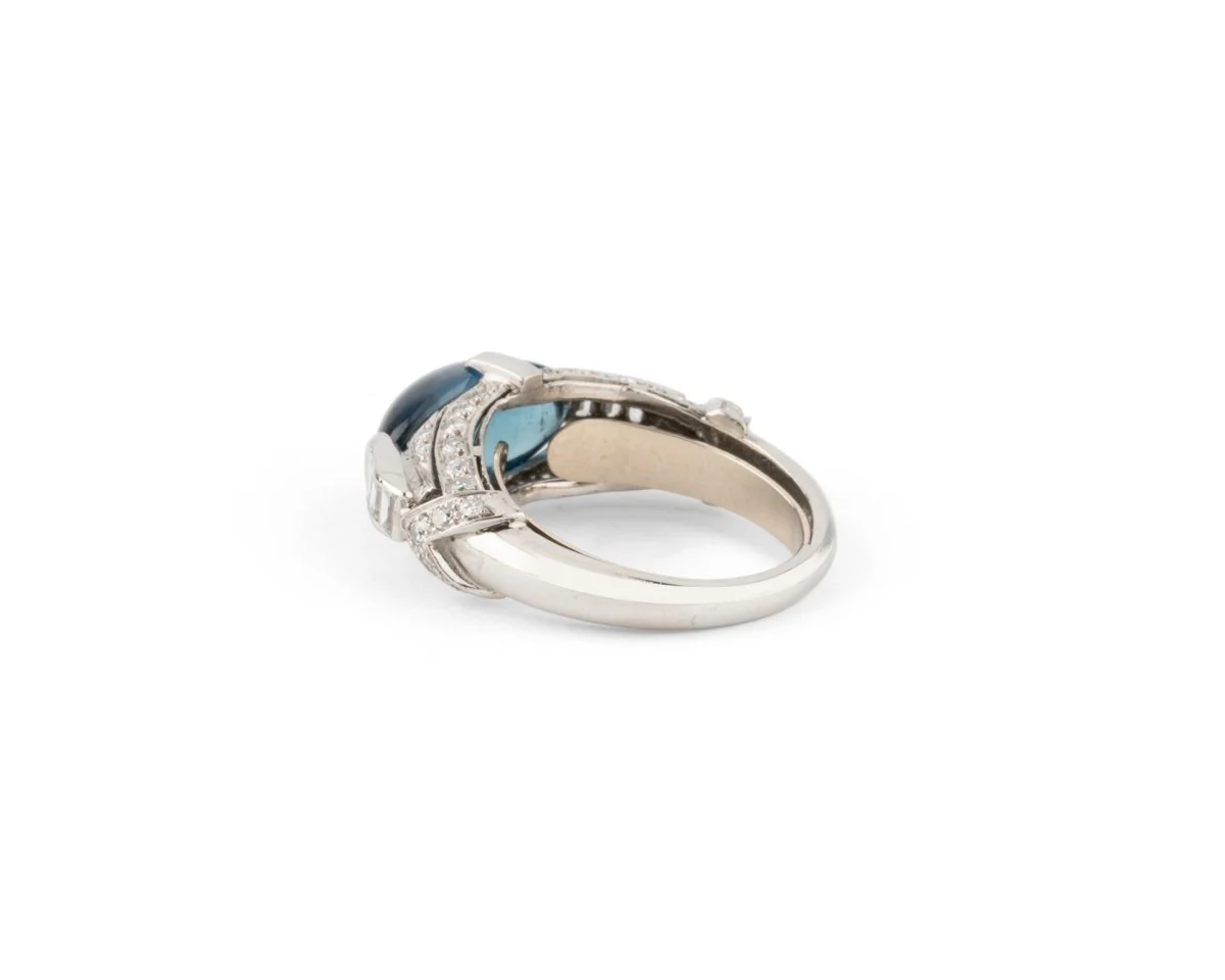 Platinum, tourmaline and diamond solitaire ring - Image 4