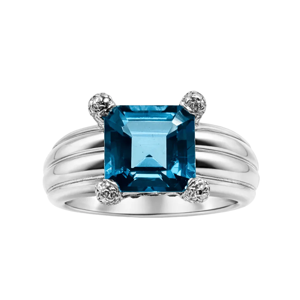 Bague Solitaire en platine et topaze