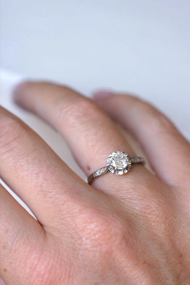 Art Deco diamond solitaire 0.50 Ct - Image 3