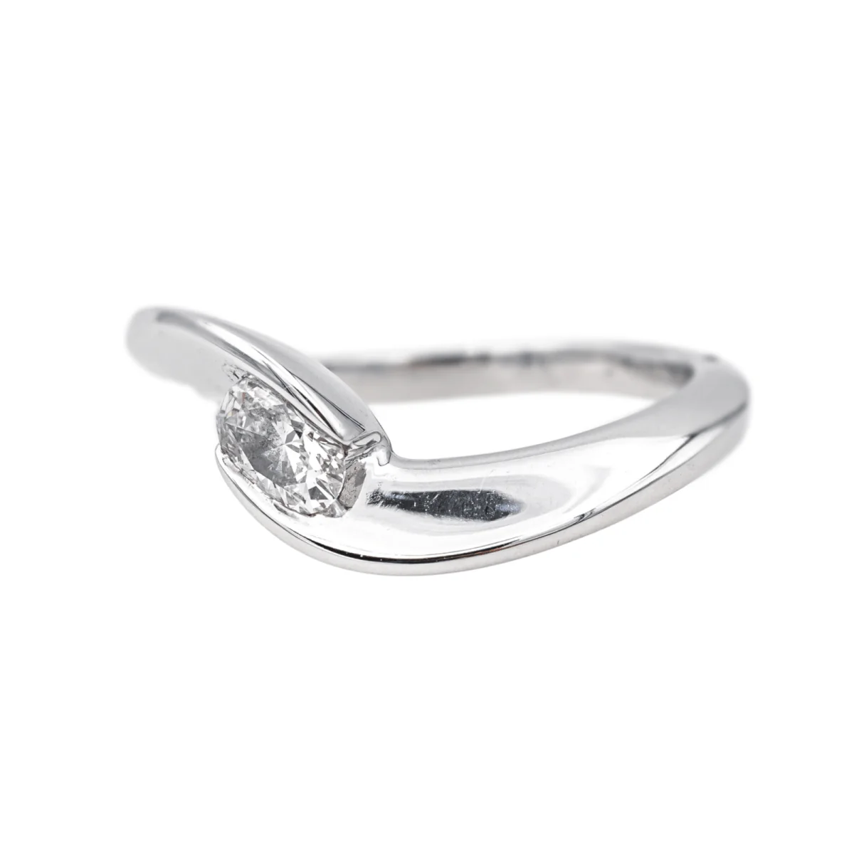 Solitaire ring in white gold and diamond - Image 3