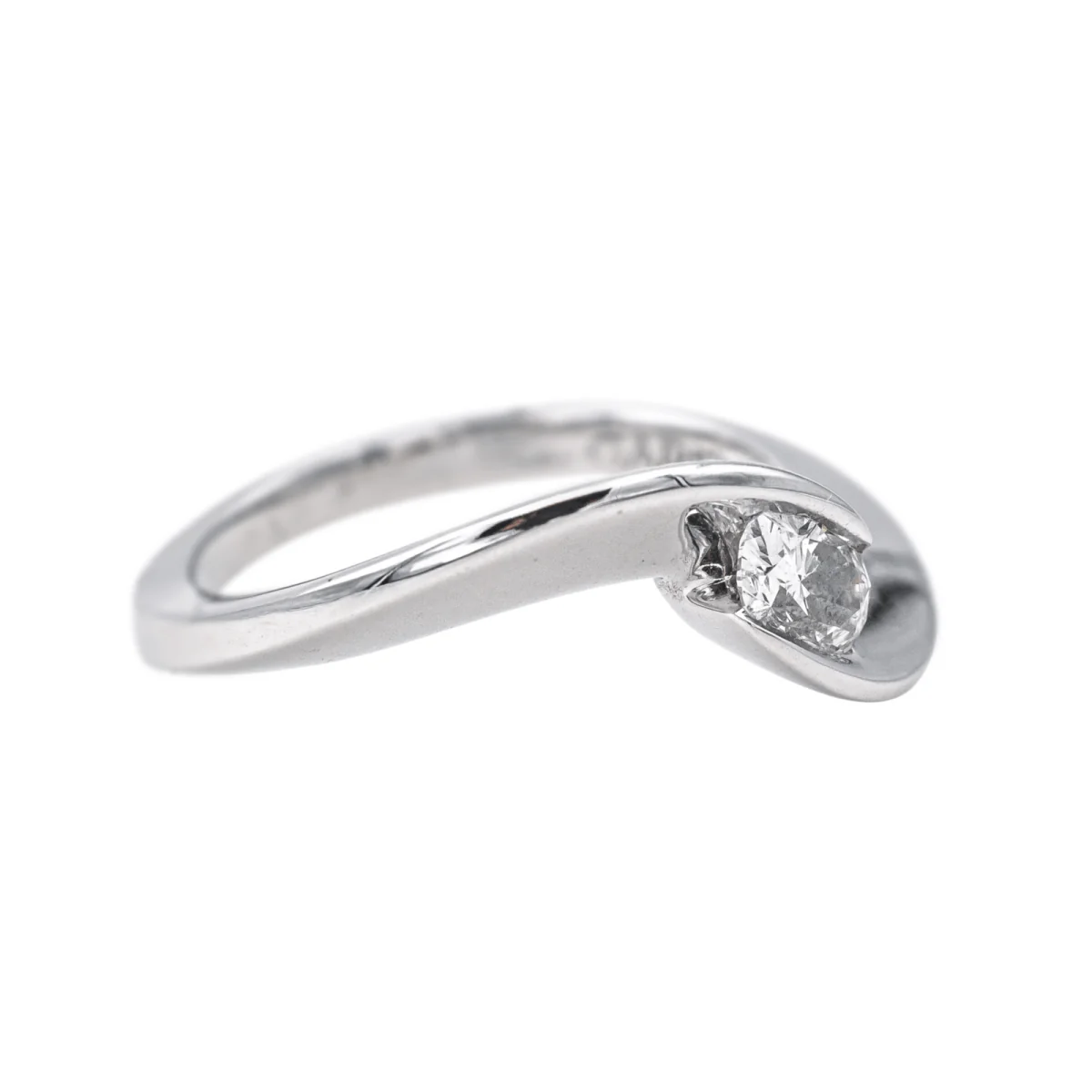 Solitaire ring in white gold and diamond - Image 6