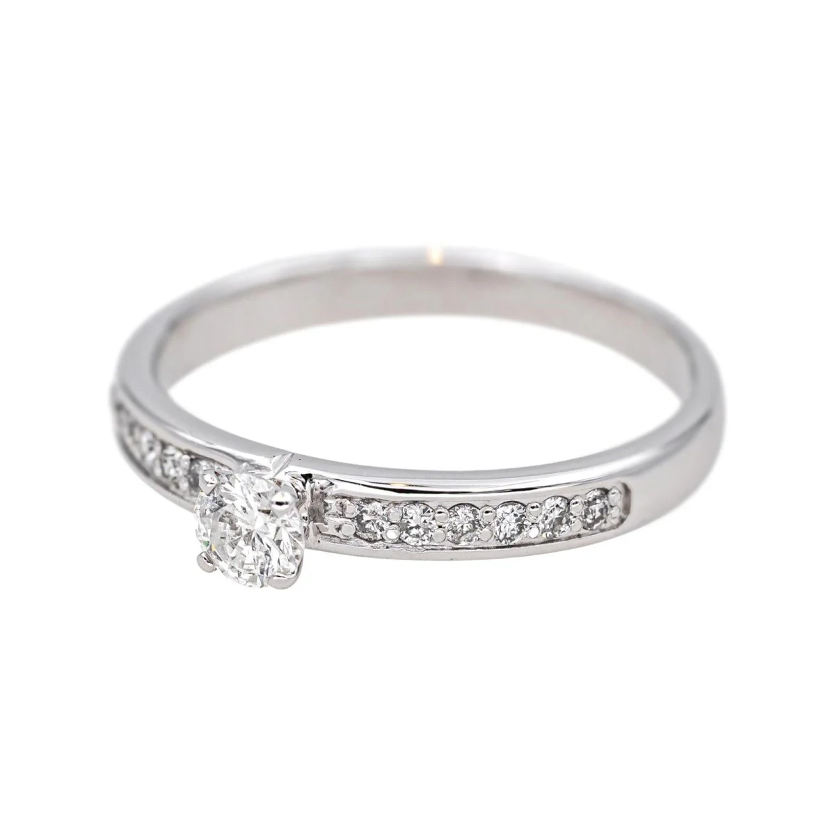 Solitaire ring in white gold and diamonds - Image 3