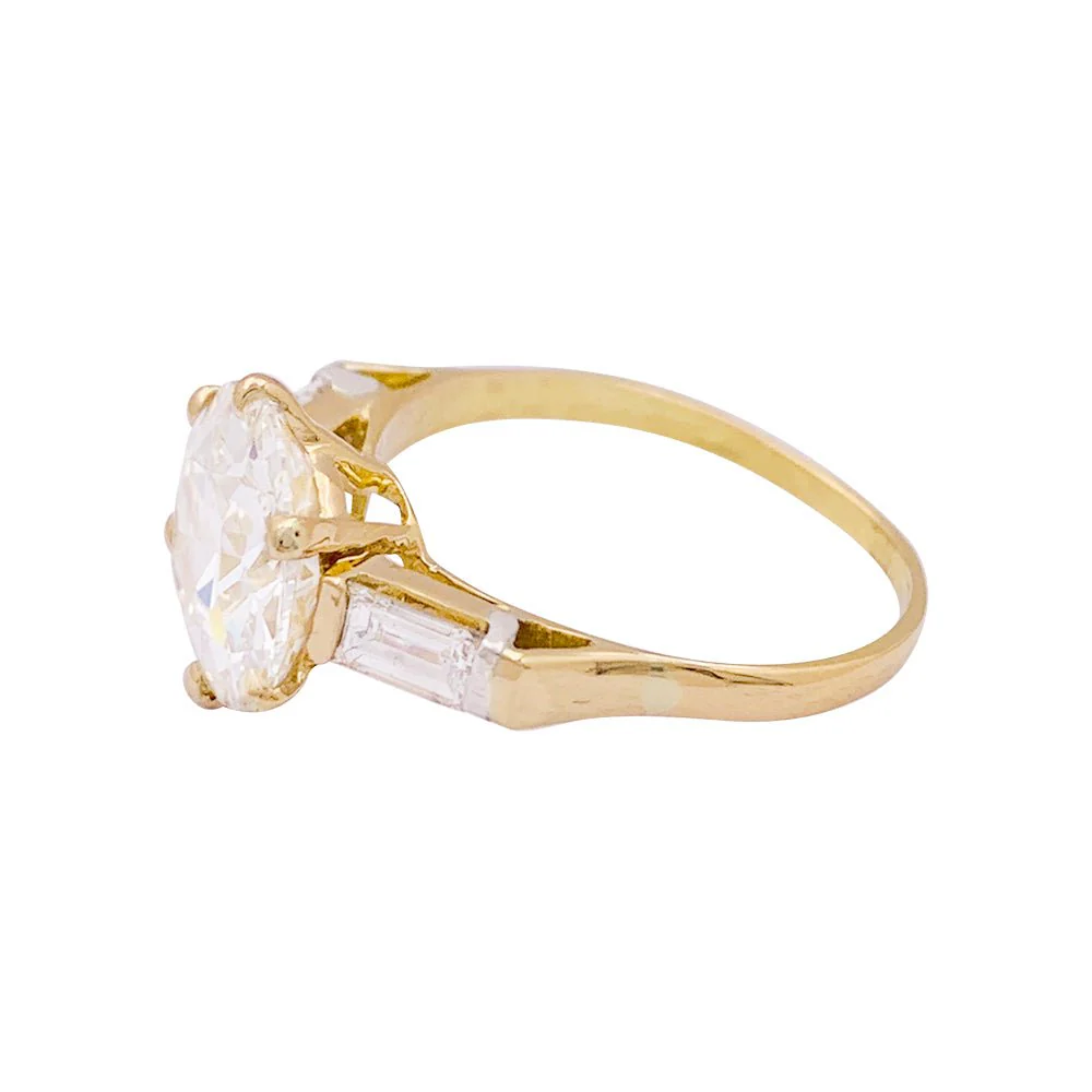 Solitaire ring in yellow gold and diamonds - Image 3