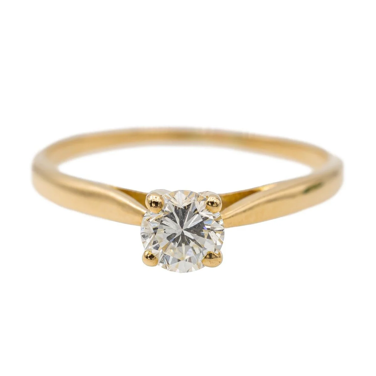 Solitaire ring in yellow gold and diamond