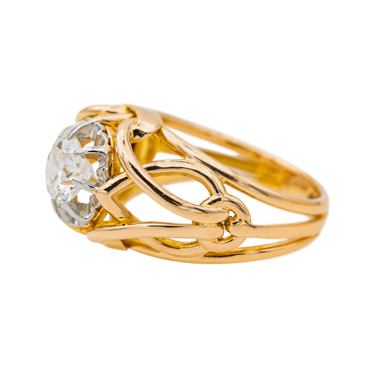 Ring Yellow gold solitaire diamond - Image 4
