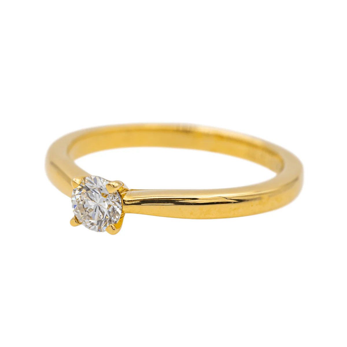 Yellow Gold Solitaire Ring with a Diamond - Image 3
