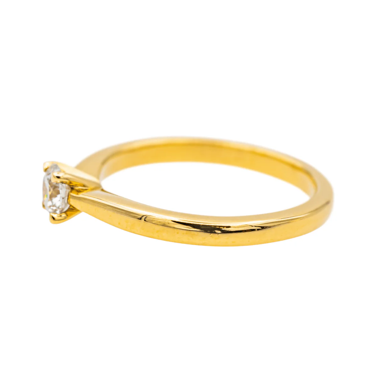 Yellow Gold Solitaire Ring with a Diamond - Image 4