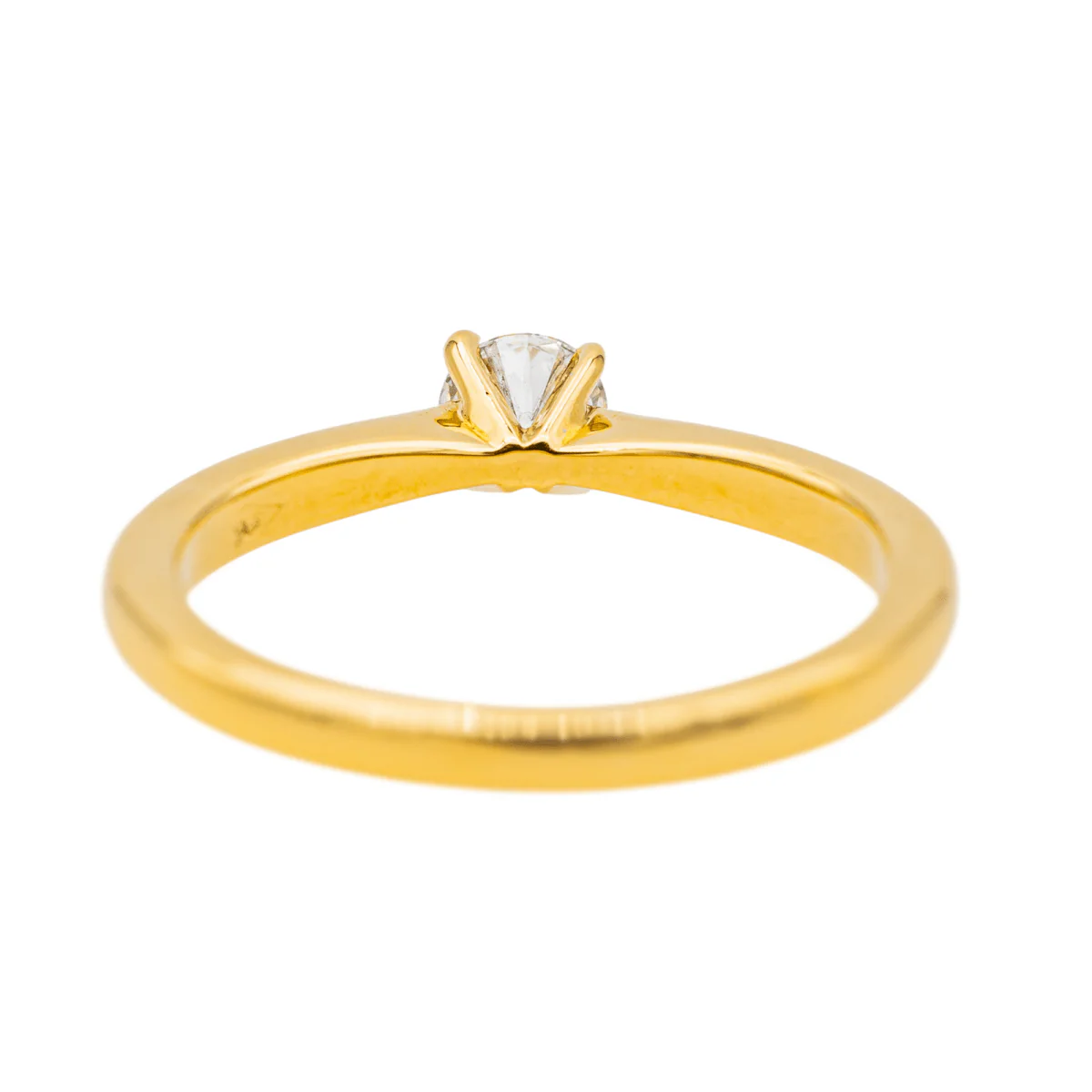 Yellow Gold Solitaire Ring with a Diamond - Image 5