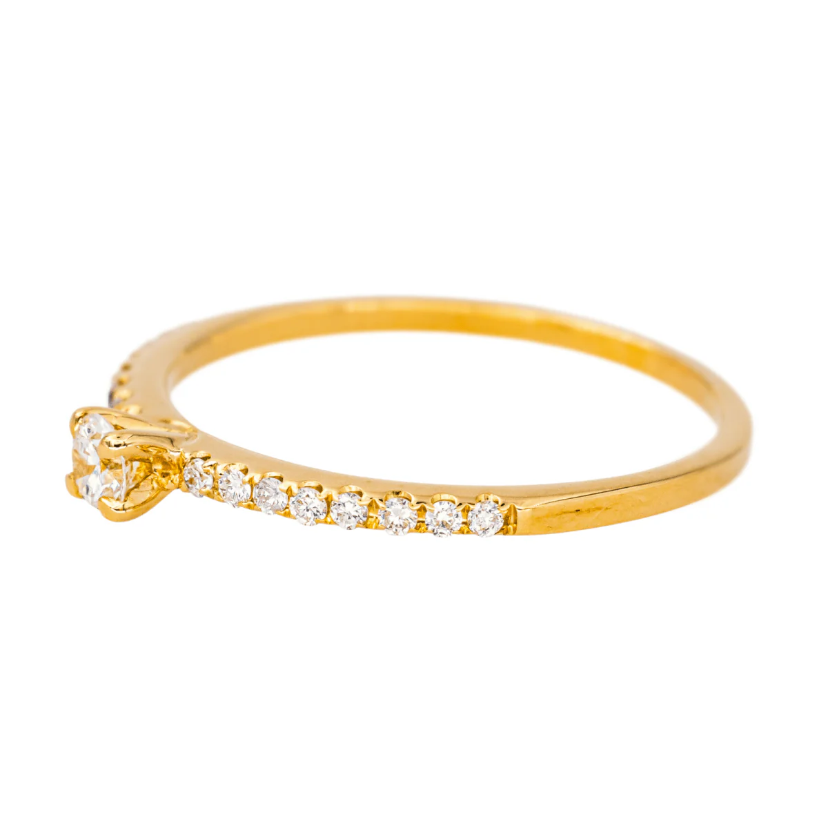 Solitaire ring in yellow gold and diamonds - Image 4