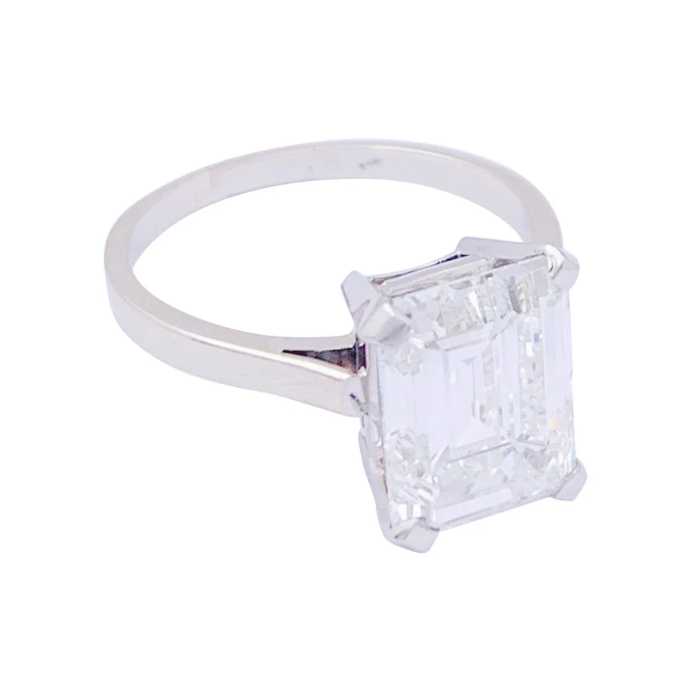 Solitaire ring in platinum, white gold and diamond - Image 6