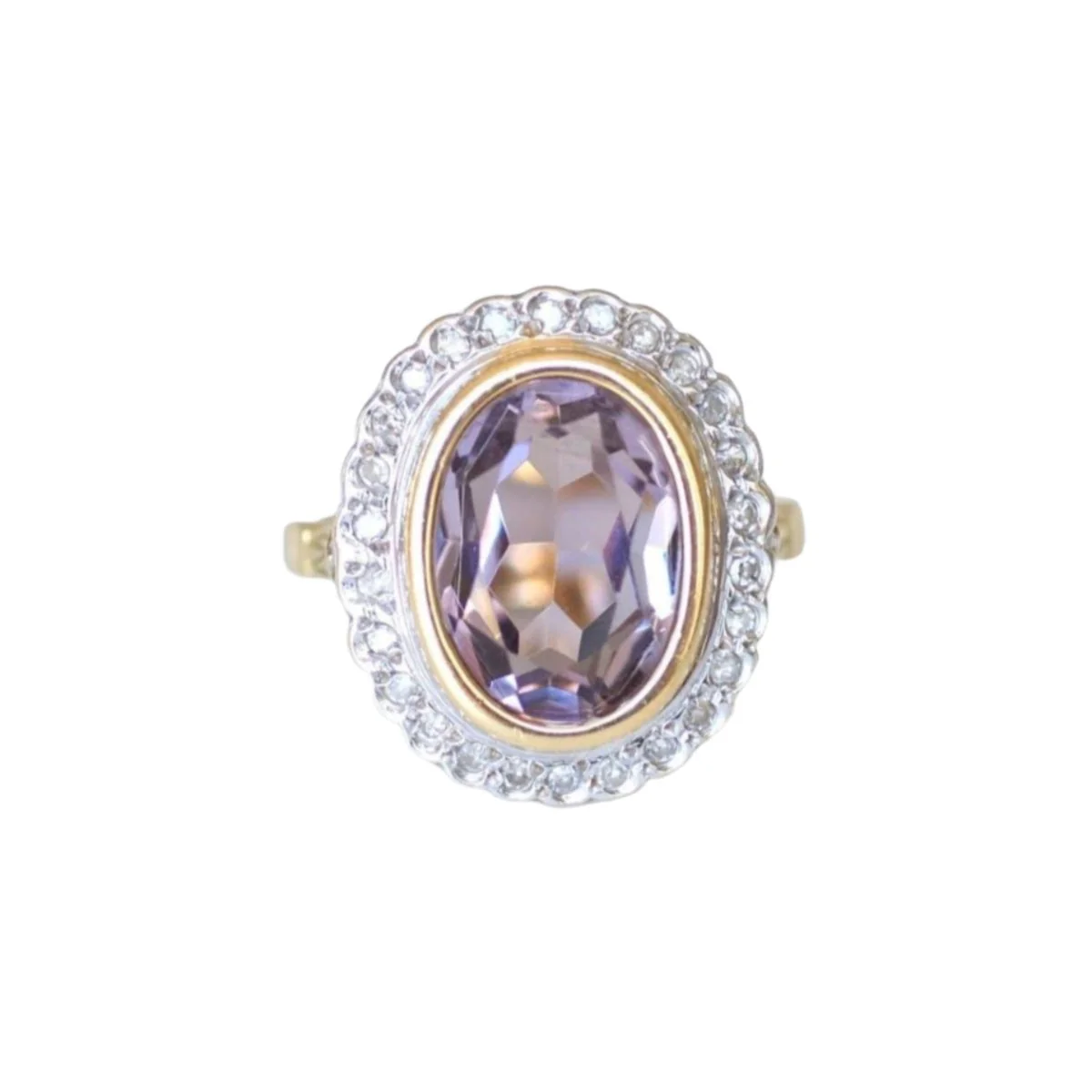 Ring Marguerite en yellow gold, white gold, amethyst and diamonds