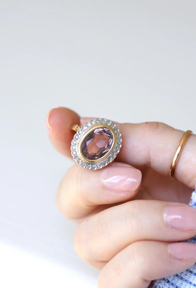 Ring Marguerite en yellow gold, white gold, amethyst and diamonds - Image 10