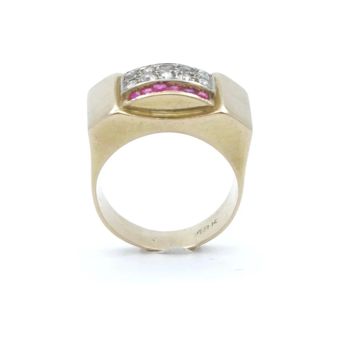 Ring Tank in yellow gold, white gold, ruby and diamonds - Image 4