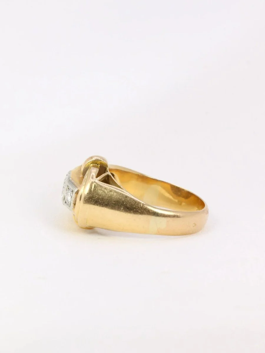 Art-Deco tank ring in yellow gold and diamonds - Image 4