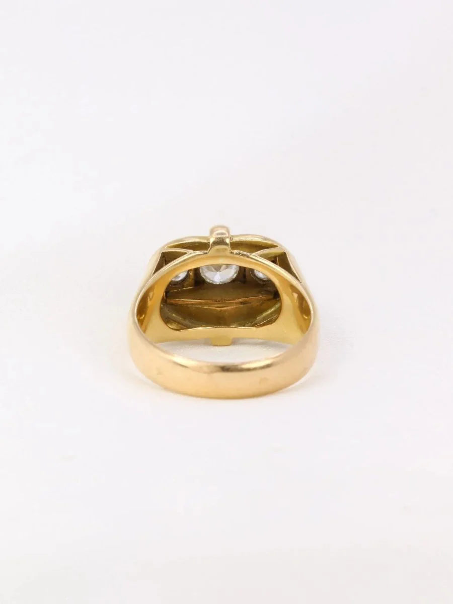 Art-Deco tank ring in yellow gold and diamonds - Image 5