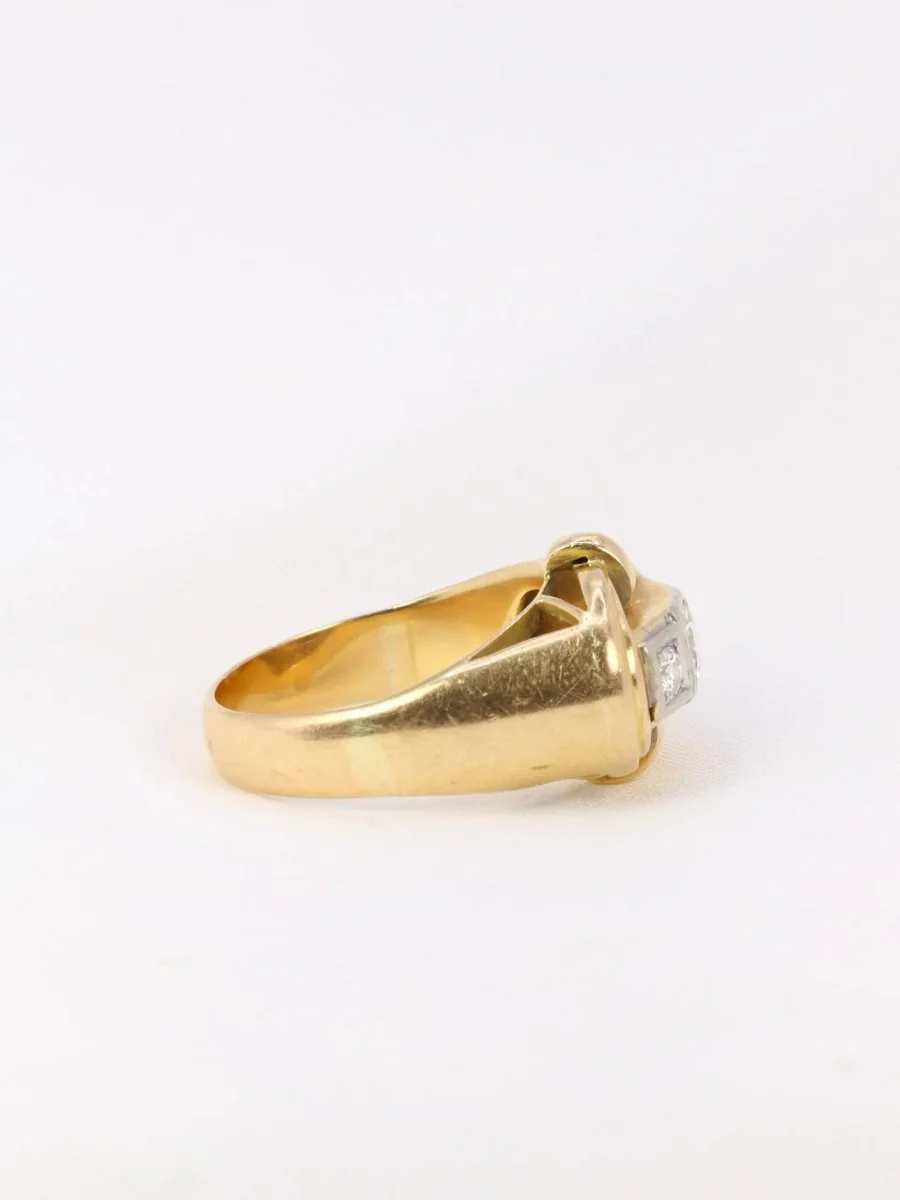 Art-Deco tank ring in yellow gold and diamonds - Image 6