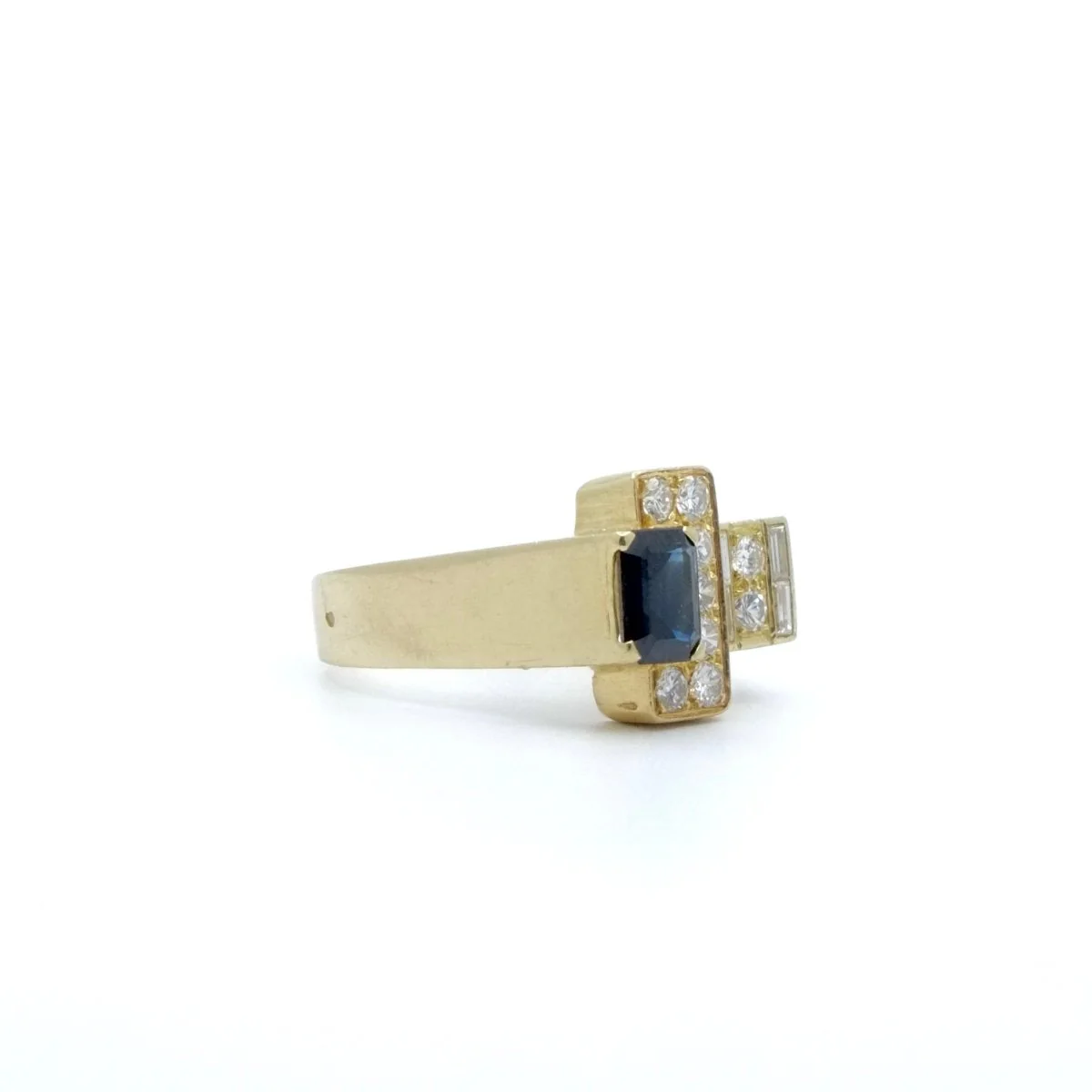 Ring Tank in yellow gold, sapphire and diamonds - Image 5