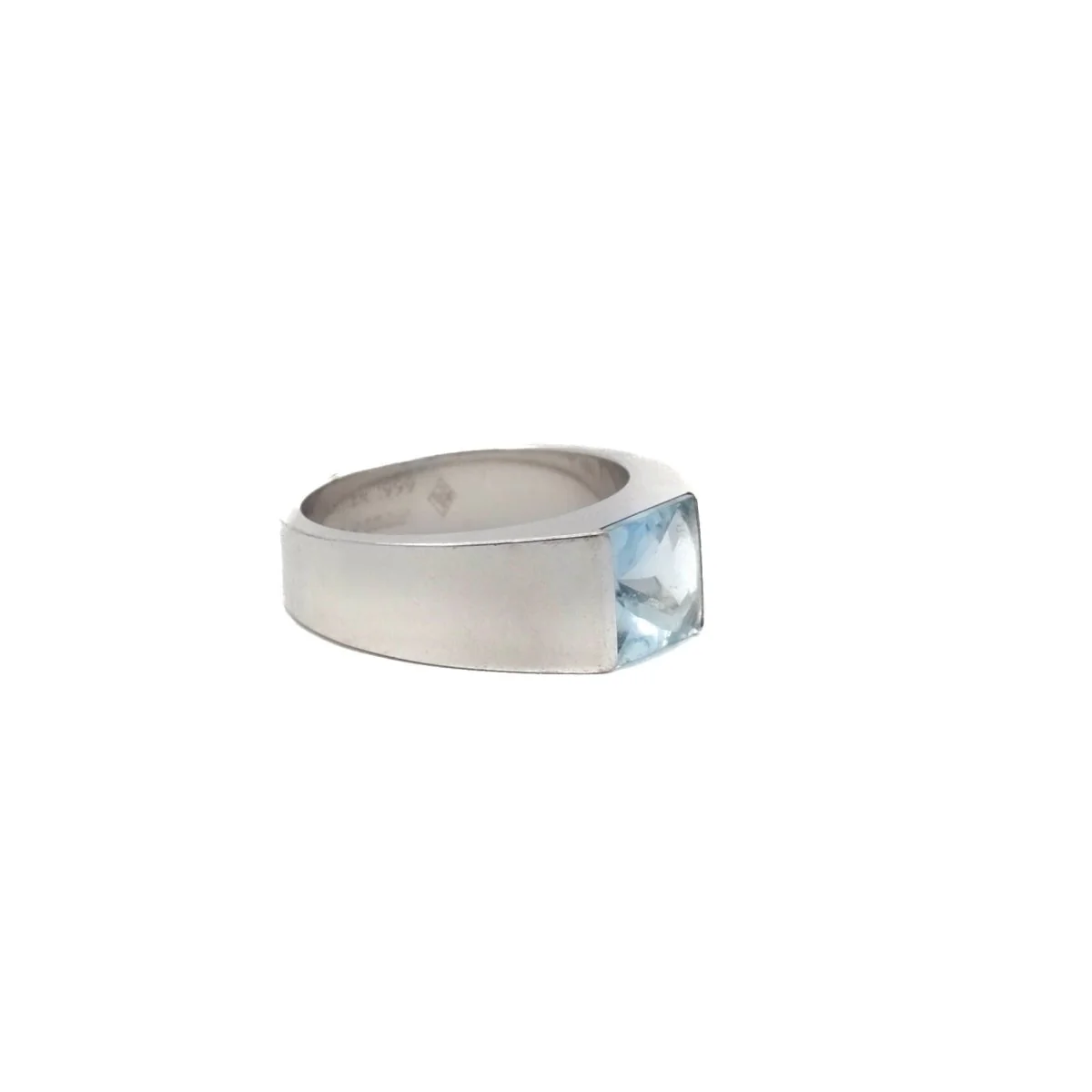 Bague CARTIER Tank en or gris et aigue-marine - Image 3