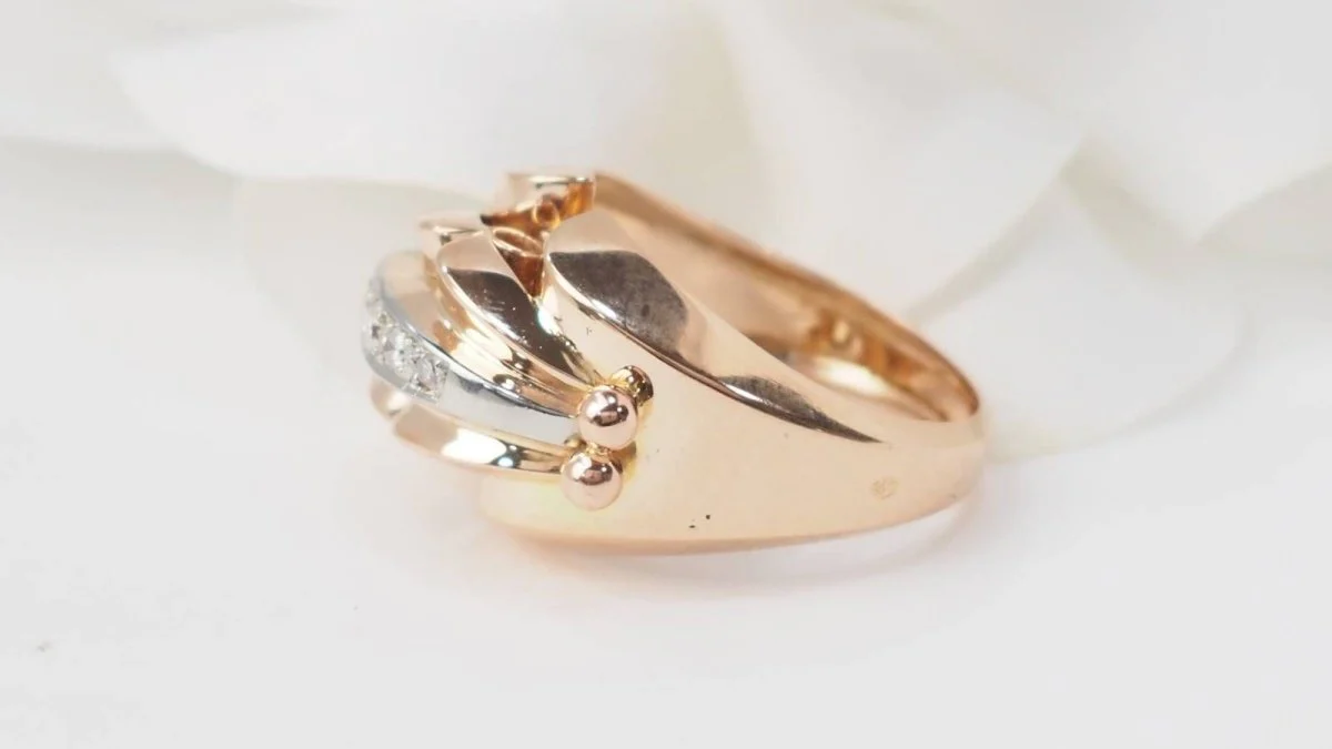 1940s tank ring in rose gold and diamonds - Image 5