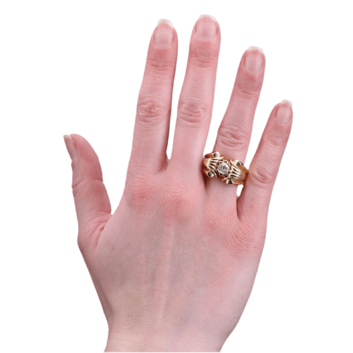 Tank ring in yellow gold and diamond - Image 2
