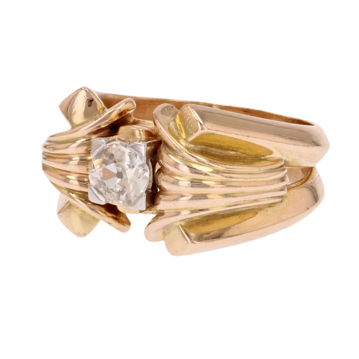 Tank ring in yellow gold and diamond - Image 3