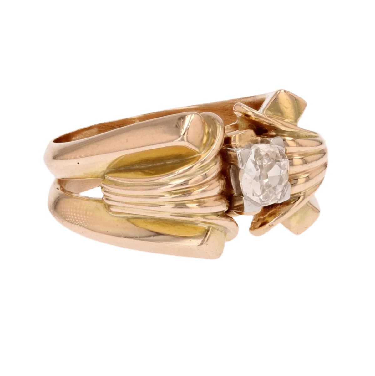 Tank ring in yellow gold and diamond - Image 5