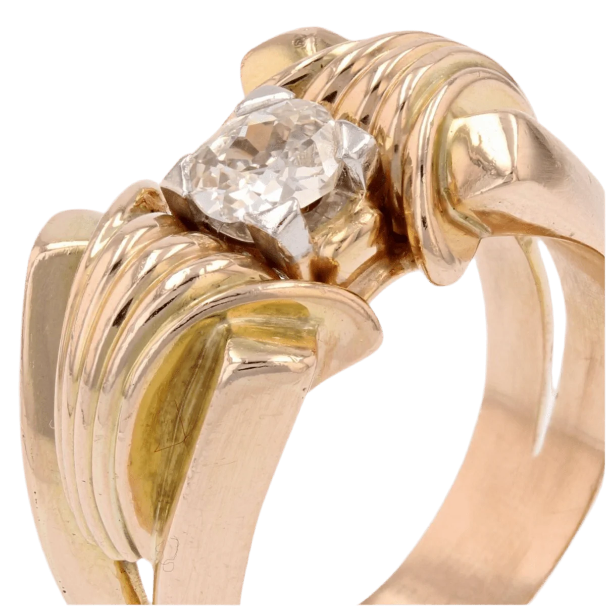 Tank ring in yellow gold and diamond - Image 7