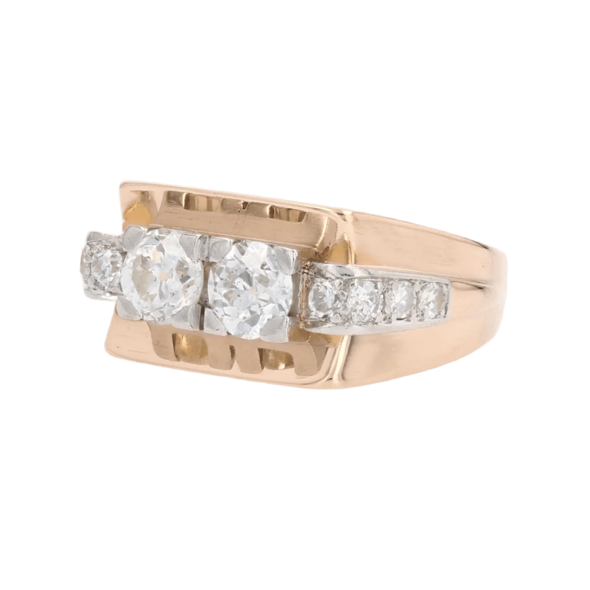 Ring Tank in yellow gold, paltinium and diamonds - Image 3