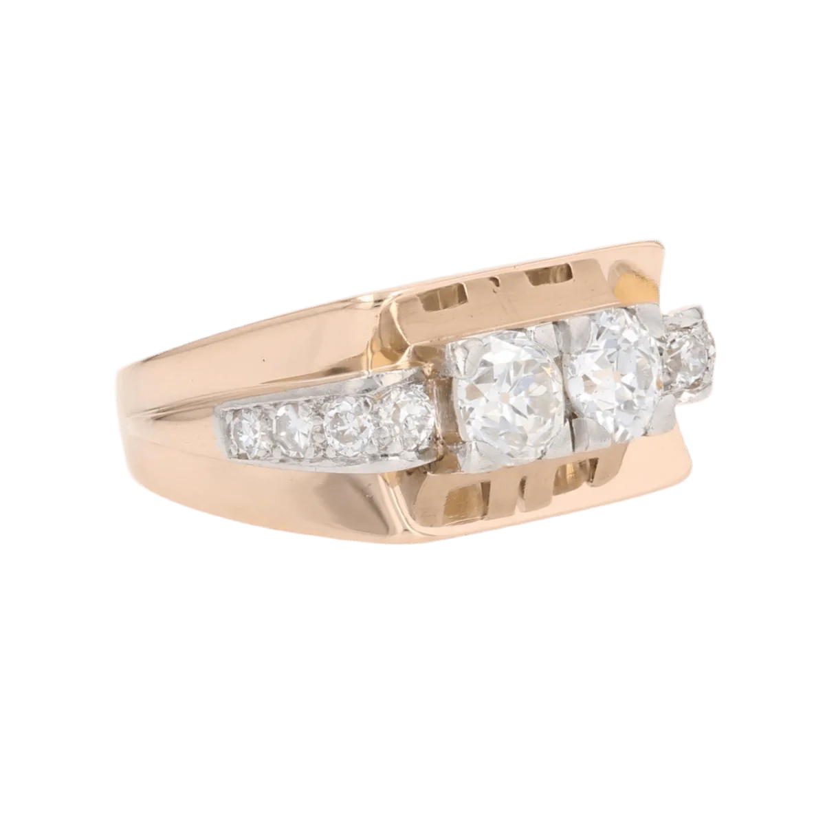 Ring Tank in yellow gold, paltinium and diamonds - Image 5