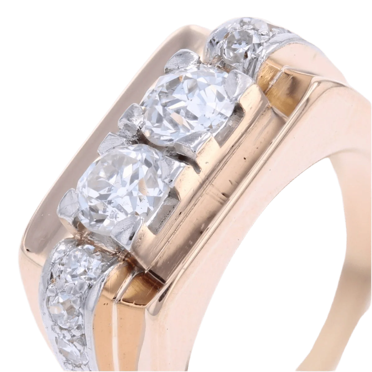 Ring Tank in yellow gold, paltinium and diamonds - Image 7