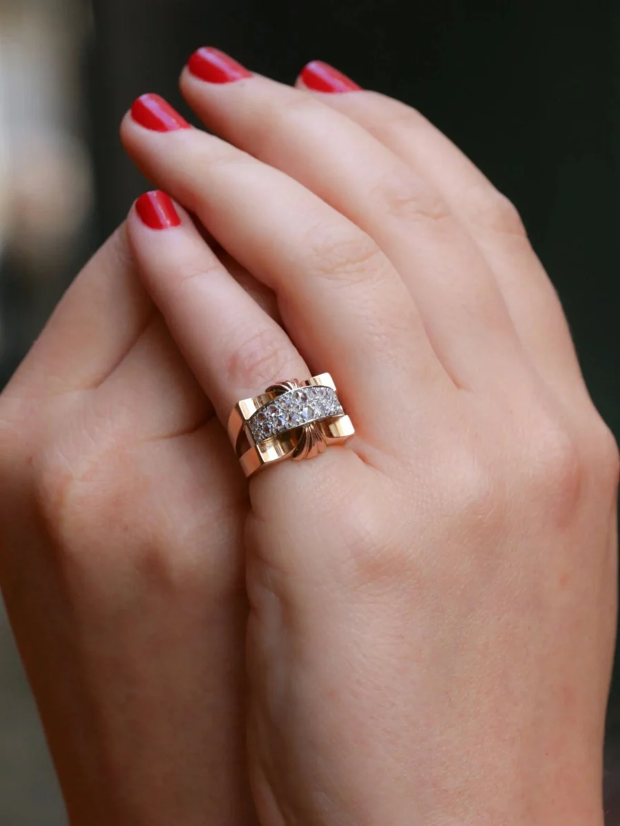 Rose-cut diamond Tank ring - Image 8
