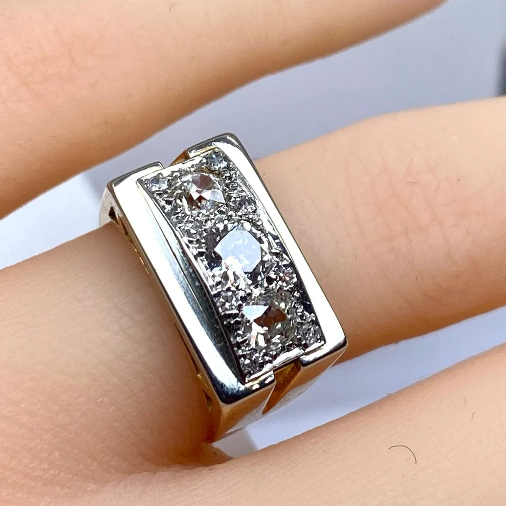 Ring Tank in 18-carat gold and paltinium in diamonds - Image 2