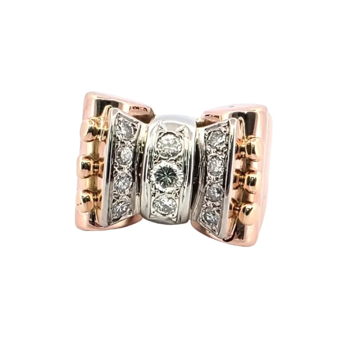 Bague Tank en or blanc, or rose et diamants